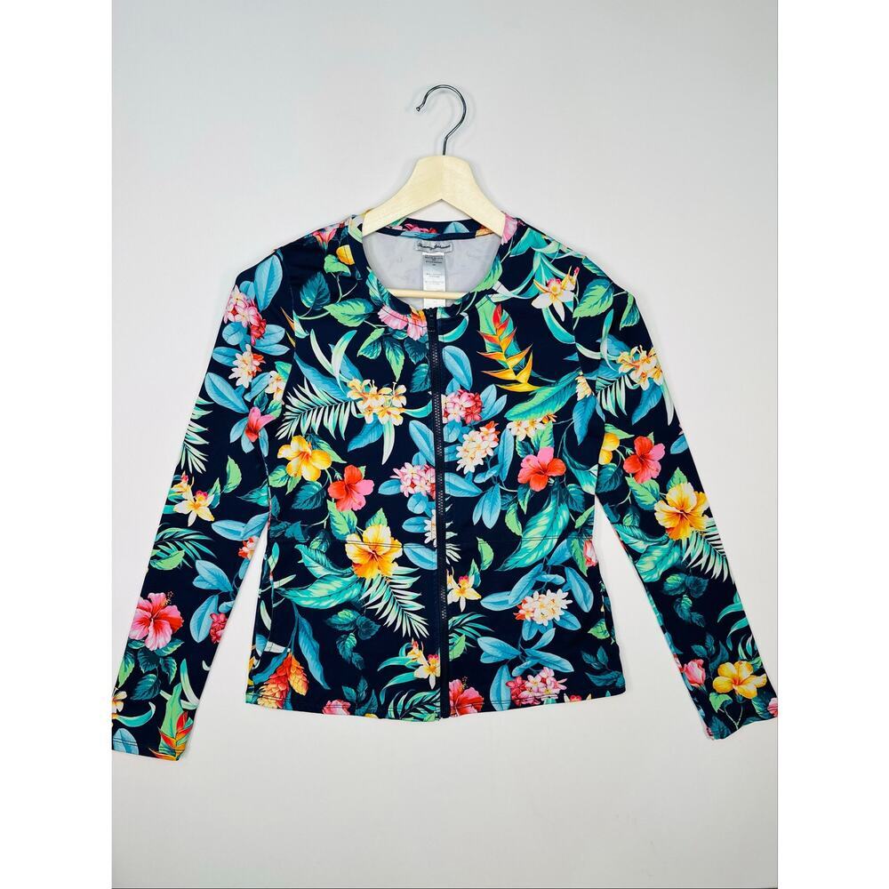 Tommy Bahama Tropical Floral Zip Front Swim Jacket Size Medium